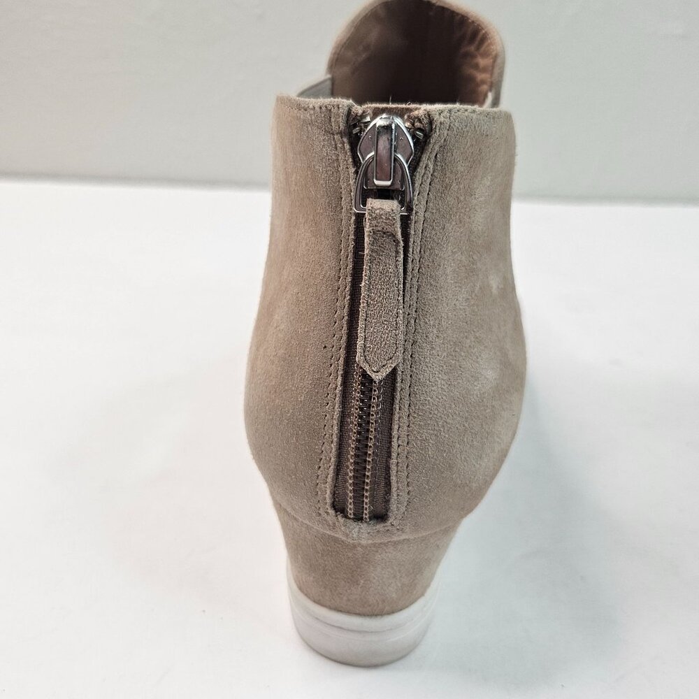 Paolo Linea Wedge Sneaker 10.5 Tan Suede Minimalist Perferated Casual Shoe Boots - Picture 12 of 12